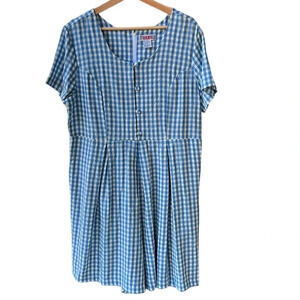 Fads Vintage 90s Gingham White/Blue Bermuda Shorts Romper Highrise. Sz 16